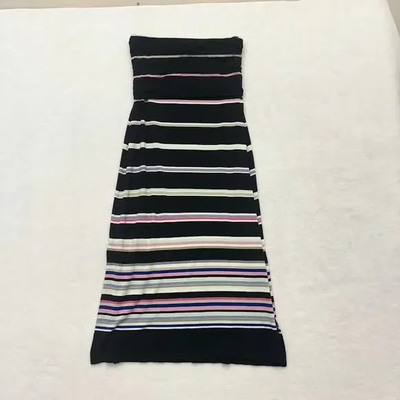 WHBM Convertible Multi-color Stripe Maxi Skirt/Dress Black Size S - Picture 3 of 9